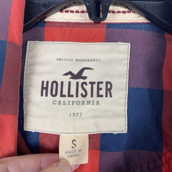 Hollister Shirt Mens Sz S Red Plaid Long Sleeve Button Country Western Rodeo - Picture 5 of 7